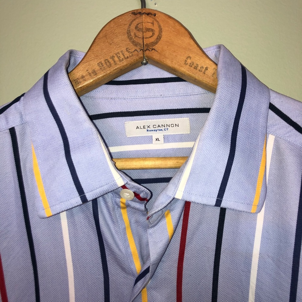 Alex Cannon Striped Multi Color Button Down Shirt - image 5